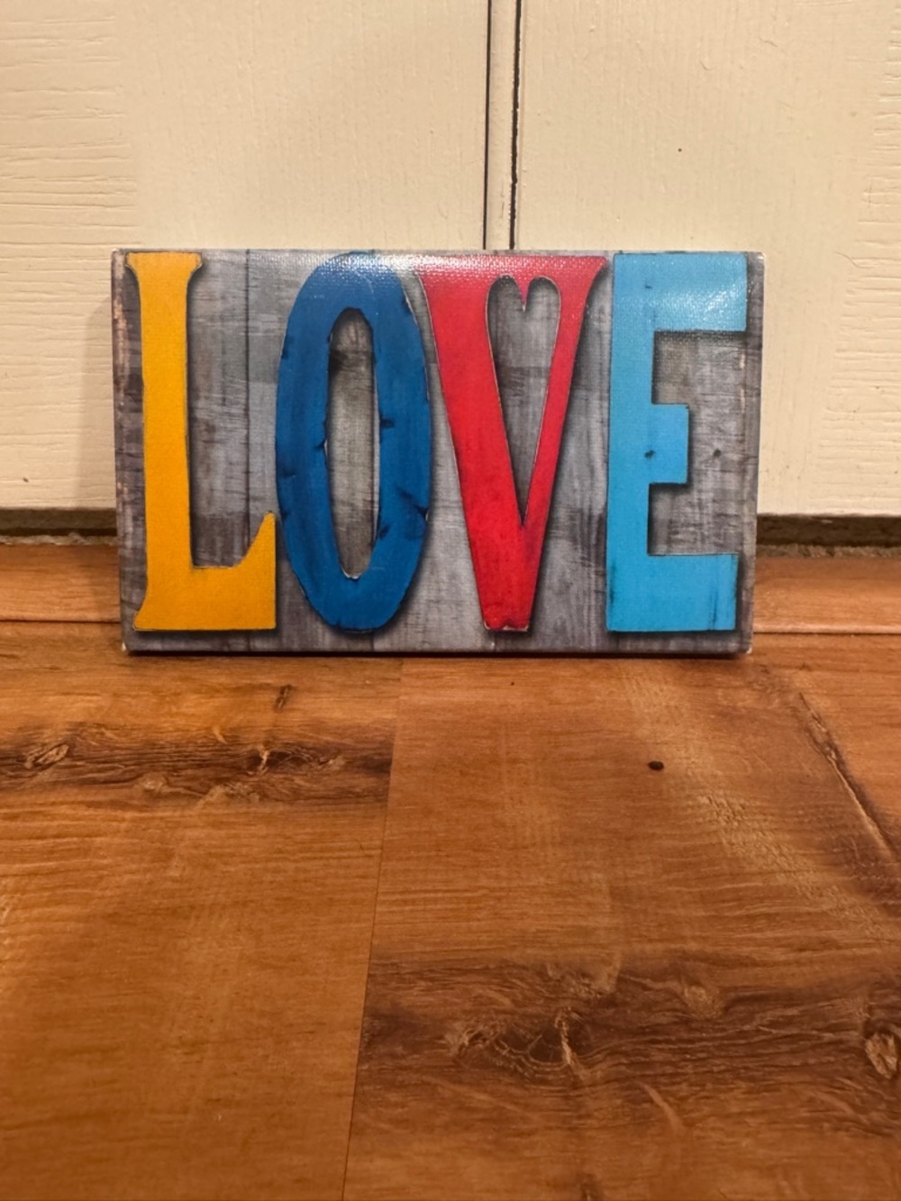 LOVE Multicolor Wood Print Wall Decor Canvas​